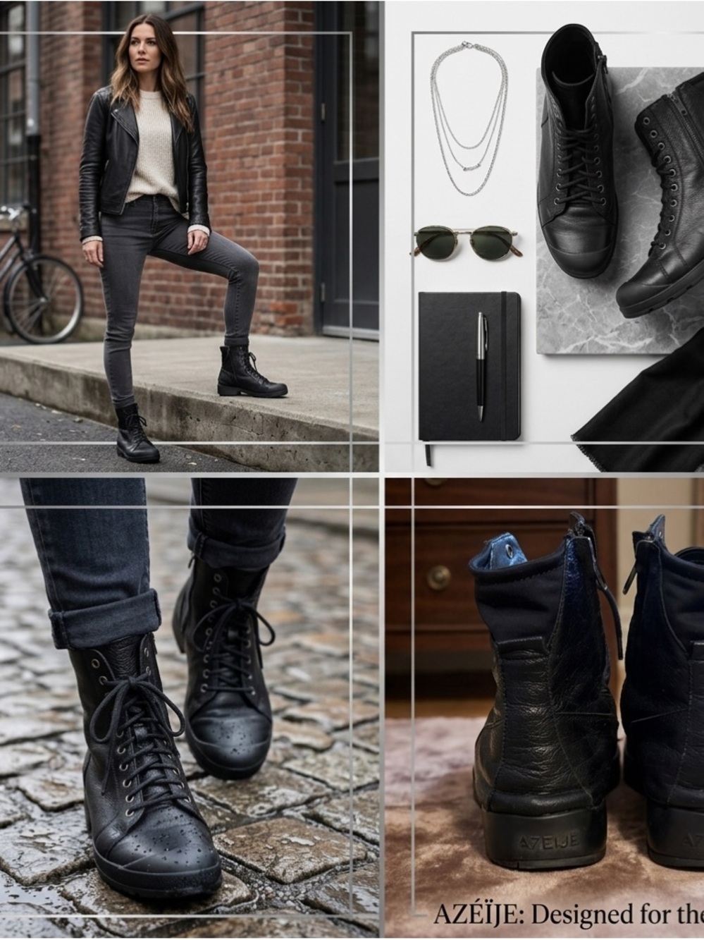 Women's Black Lace Up Boots